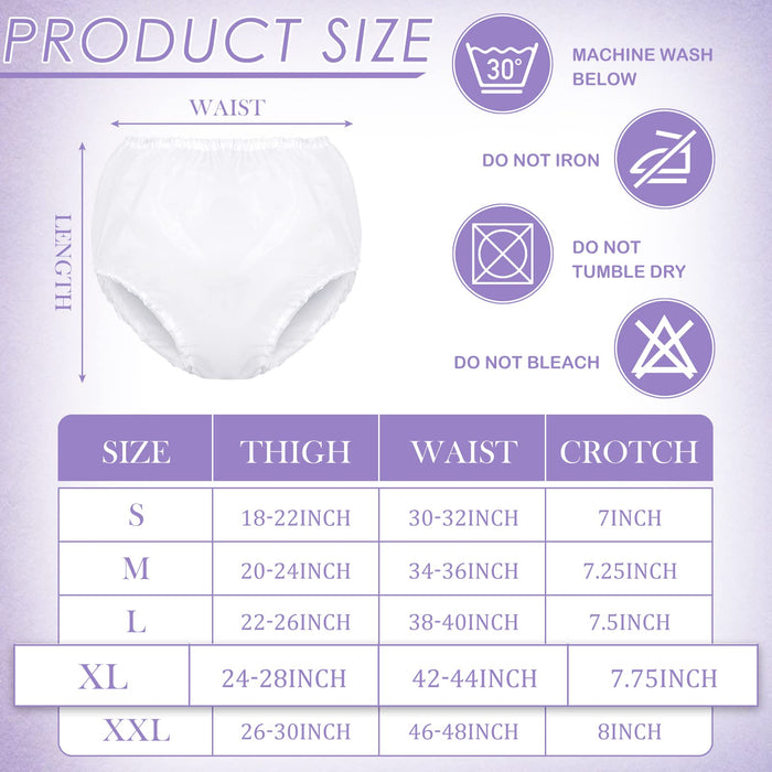 Weewooday 10 Pcs Adult Plastic Pants, X-Large, White, Waterproof Incontinence Underpants EVA Pull on Cover Pants Leak Proof Washable Incontinence Pants for Men Women Elderly