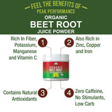 Organic Beet Root Powder - Ultra High Purity Super Food Beets Juice Powder. 100% Pure Nitric Oxide Boosting Beetroot Supplement. Keto, Paleo, Vegan Reds Superfood Rich in Polyphenols