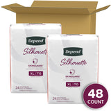 Depend Silhouette Adult Incontinence and Postpartum Underwear for Women, Extra-Large, Maximum Absorbency, Pink, 48 Count (2 Packs of 24), Packaging May Vary