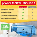 Motel Mouse Humane Mouse Traps No Kill Live Catch and Release 4 Pack - Reusable, Easy to Use & Clean, No Touch Release, Sensitive Includes Cleaning Brush, Instruction Manual & Video - Mousetrap Indoor