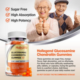 HOLLEGEND Glucosamine Chondroitin Gummies Sugar Free, Joint Support Gummies Supplements for Adults Men & Women, 1500mg Glucosamine Chewables with MSM Turmeric, 60 Count