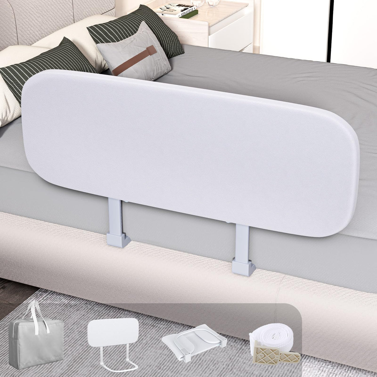 omzer Travel Bed Rails for Toddlers - Foldable Portable Safety Rail wi