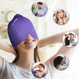 ComfiTECH Large Migraine Ice Head Wrap, Headache Relief Hat for Migraine Cap for Tension Puffy Eyes Migraine Relief Cap for Sinus Headache and Stress Relief Cold Compress (Large Purple)