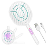Faicuk Upgraded Foldable Bug Zapper Racket 2 in 1 Rechargeable Electric Fly Swatter Racket