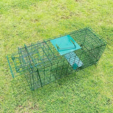 Collapsible Humane Live Animal Cage Trap No-Kill Trapping Kit for Humane Catch Release Rabbits, Stray Cat, Squirrel, Raccoon, All Fit Sized Animals, Heavy Duty, 2-Door 26" x 9.5" x 10.2", Hidden Green