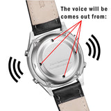 Hearkent Atomic Talking Watch for Visually impaired,Quartz Wrist Watch Leather Strap Gift for Elderly or Blind People