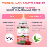 Vegan Collagen Gummies with Biotin Vitamins for Hair Skin and Nails Health, Anti-Aging (90 Chews) Collagen Support Superfruit Complex with Resveratrol, Vitamin A, E, C - Replace Capsules, Pills