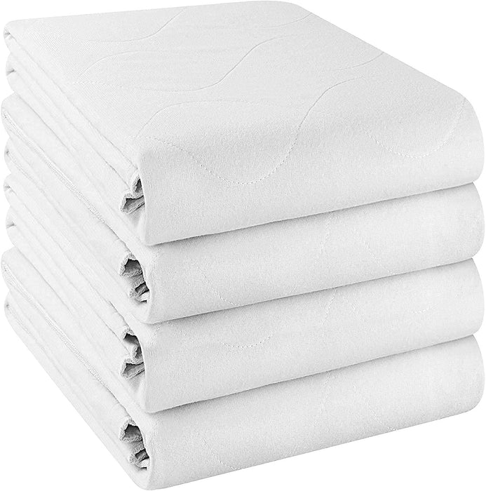 Utopia Bedding (Pack of 4) Waterproof Incontinence Pads Quilted Washable & Absorbent Bed Pad for Adults and Kids 34 x 52 inches (White)