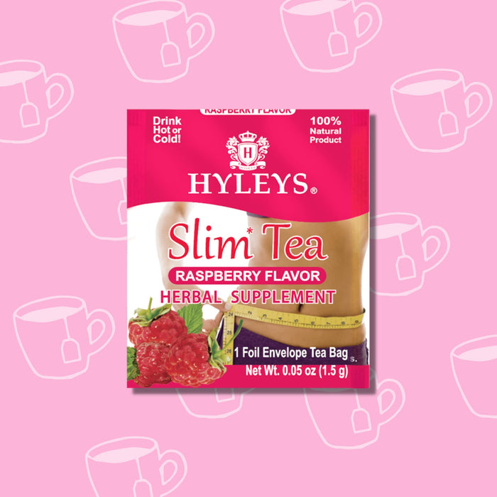 Hyleys Slim Tea Raspberry Flavor - Weight Loss Herbal Supplement Cleanse and Detox - 25 Tea Bags (12 Pack)