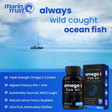 Omega 3 Fish Oil Supplements 3600mg with EPA & DHA | High Potency Omega 3 Supplement to Support Heart, Brain, Joints, Skin, Eyes & Immune Health | 180 Natural Lemon Burpless Fish Oil Capsules