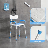 Shower Chair with Arms and Back, Padded Shower Seat for Inside Shower with Grab Bar/Toiletry Bag, Tool-Free Shower Seat for Bathtub, Shower Bath Chair for Elderly/Disabled by SOUHEILO