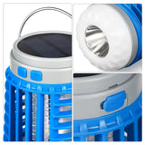 Solar Bug Zapper Outdoor Waterproof Mosquito Zapper for Patio Home Camping, 3 in 1 Cordless Mosquito Light Killer Portable Small Bug Zapper - Camping Light, Mosquito Killer, Flashlight - Blue, 2 PCS