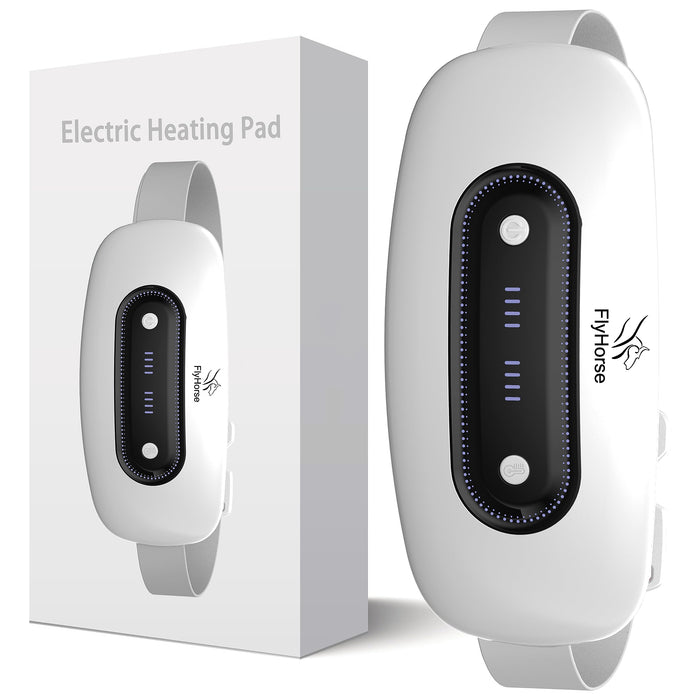 Electric Heating Pad,Portable Cordless Menstrual Heating Pad with 4 Heat Levels and 4 Massage Modes, Heating Pad for Cramps,Back Pain Relief (White)