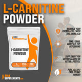 BULKSUPPLEMENTS.COM L-Carnitine Powder - Carnitine Supplement, L Carnitine 1000mg, Carnitine Powder - Amino Acids Supplement, Energy Support - Gluten Free, 1g per Serving, 250g (8.8 oz)