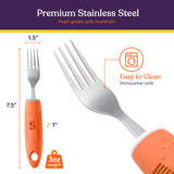 Special Supplies Adaptive Utensils(5-Piece Kitchen Set) Wide, Non-Weighted, Non-Slip Handles for Hand Tremors, Arthritis, Parkinson’s or Elderly Use - Stainless Steel Knives, Fork, Spoons - Multicolor