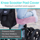 Vive Mobility Knee Scooter Pad Cover - Soft Plush Adult Sheepskin Memory Foam Cushion, Walker Accessory for Knee Roller, Padded Accessories Leg Cart Improves Comfort with Injury, Universal Fit (Pink)