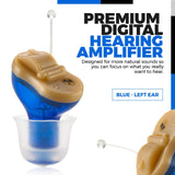 Premium Digital Hearing Amplifier - Invisible in Canal (CIC) In-Ear Mini Sound Enhancer, Near-Invisible, Noise Cancelling, Personal Sound Hearing Amplifier - Left Ear, Blue - MZ-45