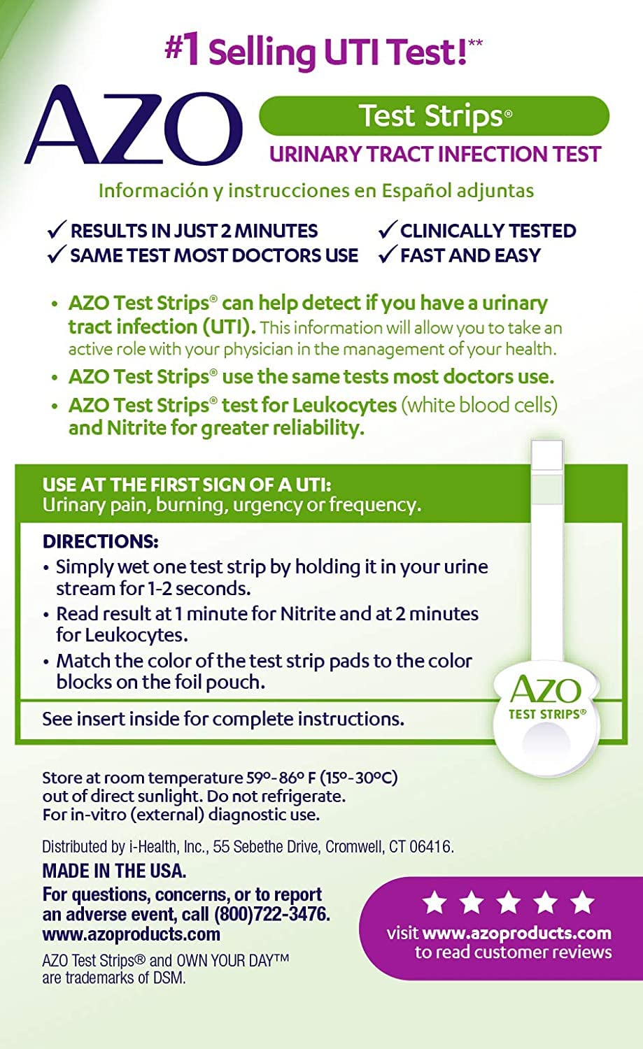 AZO Urinary Tract Infection (UTI) Test Strips (3 Count) + AZO Vaginal