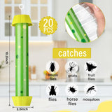 Qualirey 20 Pcs Sticky Fly Trap Fly Stick with Hanging Hook Adhesive Mosquito Catcher for Indoor Outdoor Trap Houseflies and Flying Insects Bee Wasp Moth Fly, 10.2 x 2.5 Inch