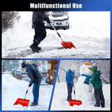 Large Portable Snow Shovel for Driveway: 52-Inch Extended Lightweight Snow Shovel for Snow Removal - Wide Snow Shovel with Ergonomic D-Grip Handle and Durable Aluminum Blade for Garden, Car, Camping