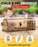 Motel Mouse Humane Mouse Traps No Kill Live Catch and Release 2 Pack - Reusable, Easy to Use & Clean, No Touch Release, Sensitive Includes Cleaning Brush, Instruction Manual & Video - Mousetrap Indoor