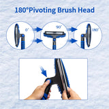 KOKKING 4 in 1 Snow Shovel Kit Extendable Snow Brush 180°Pivoting with Ice Scrapers & Snow Brushes with Foam Grip for Car, Trucks, SUVs, Vehicle (Blue)