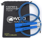 WOD Nation Adjustable Speed Jump Rope For Men, Women & Children - Blazing Fast Fitness Skipping Rope Perfect for Boxing, MMA, Endurance - Blue