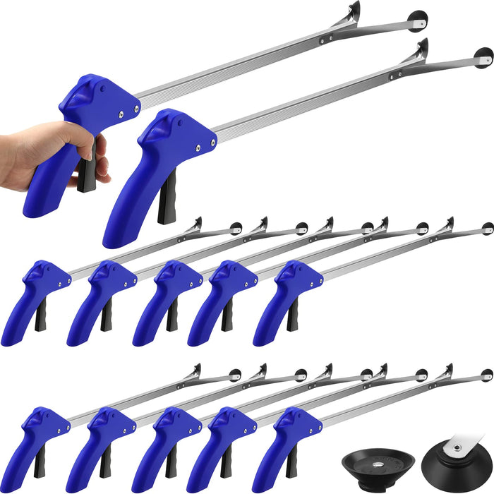 12 Pieces Suction Cup Reacher Grabber Tool 32 Inch Long Handle Grabber Trash Picker Grabber Pick up Grab Tool Pickup Arm Extender for Elderly Outdoor Garden Yard Grabber Reacher