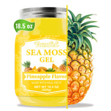 18.5 OZ Sea Moss Gel, Organic Raw Vegan Pineapple Flavor for Hair Skin Thyroid & Immune Support, Wildcrafted Irish Sea Moss Gel, Superfood Rich in 102 Vitamins & Minerals