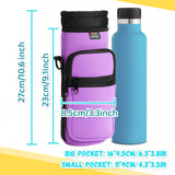 Nuovoware Water Bottle Carrier Bag, 25OZ/710ML Bottle Pouch Holder, Adjustable Shoulder Hand Strap 2 Pocket Sling Neoprene Sleeve Sports Water Bottle Bag for Men Women Kids Hiking Travel, Taro Purple