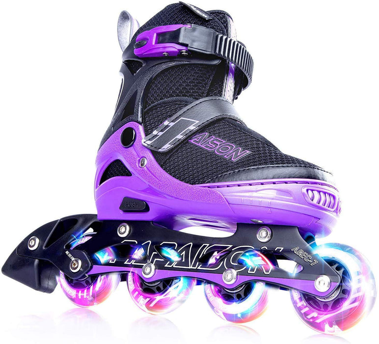 PAPAISON Adjustable Inline Skates for Kids and Adults with Full Light Up Wheels, Outdoor Roller Skates for Girls and Boys, Men and Women