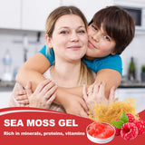 Seamoss Gel, Organic Raw Wildcrafted Irish Seamoss Gel Immune and Digestive Support Vitamin Mineral Antioxidant Supplements, Raspberry 12oz