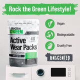 Rockin' Green Laundry Detergent Pods, Plant based, All Natural Laundry Detergent Pods, Vegan and Biodegradable Odor Fighter, Safe for Sensitive Skin (Active Wear 40 Pods - Unscented)