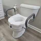 Carex E-Z Lock Raised Toilet Seat With Handles, 5" Toilet Seat Riser with Arms, Fits Most Toilets, Handicap Toilet Seat