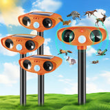 2024 Upgraded Ultrasonic Animal Repellent,Cat Repellent Outdoor Solar Animal Repeller with Motion Sensor Strobe Light Deer Repellent Raccoon Repellent Coyote Deterrent Skunk Repellent for Yard,4 Pack