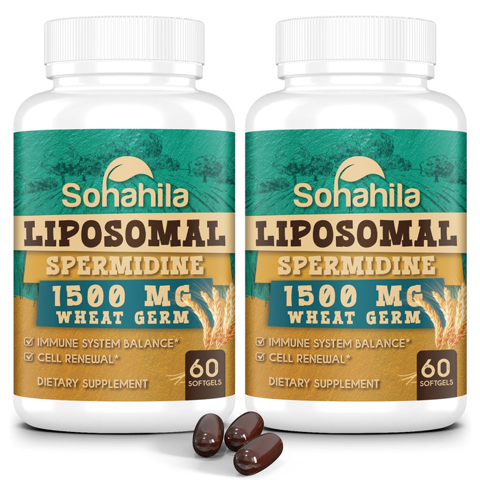 15mg Spermidine Supplement, Liposomal Spermidine 1500mg, Enhanced Absorption with Liposomal Technology, Wheat Germ Extract with Zinc, Thiamin for Cell Renewal, Mitochondria, Longevity,120 Softgels