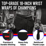 Rip Toned Weight Lifting Wrist Wraps for Weightlifting Men, Women | Gym Wrist Wraps Powerlifting Wrist Support for Weightlifting | Gym Accessories for Men w/Thumb 18" Red Flex Fit