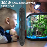 HiTauing Aquarium Heater, 300W Fish Tank Heater with LED Digital Display & 5 Safety Protection, Submersible Aquarium Heater with 2 Suction Cup and 8.2Ft Cord for 40-75 Gallon Fish Tank.