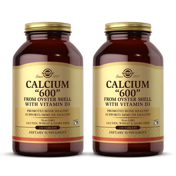 Solgar Calcium "600" - 240 Tablets, Pack of 2 - from Oyster Shell with Vitamin D3 - Non-GMO, Gluten Free, Dairy Free - 240 Total Servings