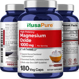 NusaPure Magnesium Oxide 1,000mg per Serving 180 Veggie Caps (Non-GMO, Gluten Free)