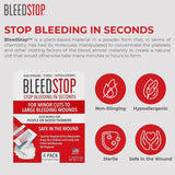 BleedStop™ First Aid Powder for Blood Clotting, Trauma Kit, Blood Thinner Patients, Camping Safety, and Survival Equipment for Moderate to Severe Bleeding Wounds or Nosebleeds (Double 4 Pack 15g)
