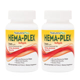 NaturesPlus Hema-Plex Iron - 60 Fast-Acting Softgels, Pack of 2-85 mg Elemental Iron + Vitamin C & Bioflavonoids for Healthy Red Blood Cells - Vegan, Gluten Free - 40 Total Servings