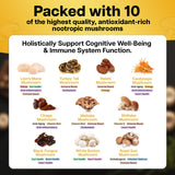 Nutriana Mushroom Gummies Supplement - Focus Gummies with Lions Mane, Shiitake, Turkey Tail, Chaga & Cordyceps - Brain Supplements for Memory and Focus - 60 Immune Support Gummies