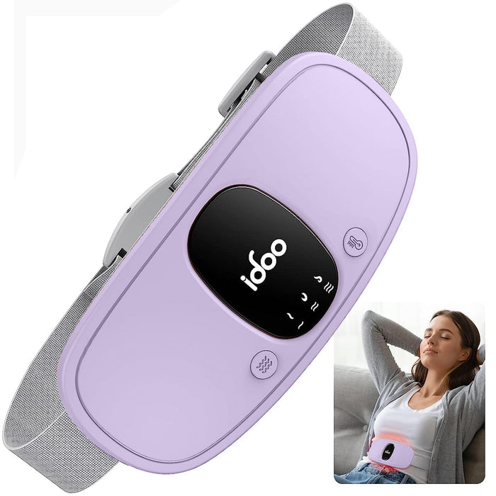 iDOO Portable Heating Pad, FSA HSA Eligible, Period Heating Pad with 3 Heat Levels and 3 Massage Modes, Electric Fast Heating Belly Wrap Belt, Valentines Day Gifts for Women and Girl (Purple)
