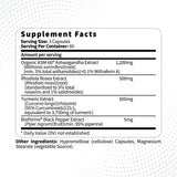 Type Zero KSM-66 Ashwagandha Root Extract 1,200mg, 60 Servings - High Potency 5% Withanolides - with Turmeric, Rhodiola Rosea and BioPerine Black Pepper Extract - 180 Veggie Caps