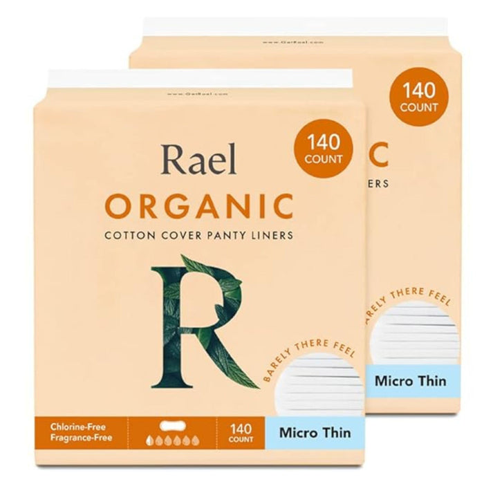 Rael Panty Liners for Women, Organic Cotton Cover - Thin Pantiliners, Light Absorbency, Unscented, Chlorine Free (Micro Thin, 280 Count)