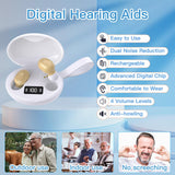 Hearing Aids for Seniors Rechargeable with Noise Cancelling,16 channels，Hearing Aid for Adults Hearing Loss, Portable Hearing Amplifier with Charging Case for Back-up Power Ear Hearing Assist Devices