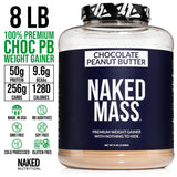 NAKED Chocolate Peanut Butter Mass - 1,280 Calories, 50G Protein, Nothing Artificial. All Natural Weight Gainer Protein Powder - 8Lb Bulk, GMO Free, Gluten Free & Soy Free