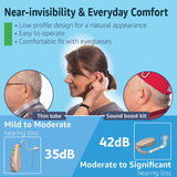 EarCentric EasyCharge Rechargeable Hearing Aids (Pair) for Seniors, Behind-The-Ear BTE Ear Aid PSAP digital Personal sound amplification products devices with Noise Cancellation (Beige)